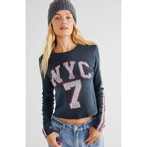 DAYDREAMER By Free People Nyc Shrunken Long Sleeve - Vintage Black Sz M